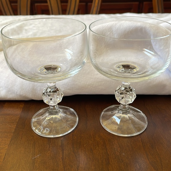 Czech Bohemian clear Crystal Goblets Sterna Design set of 2 champagne coupe - Picture 7 of 7